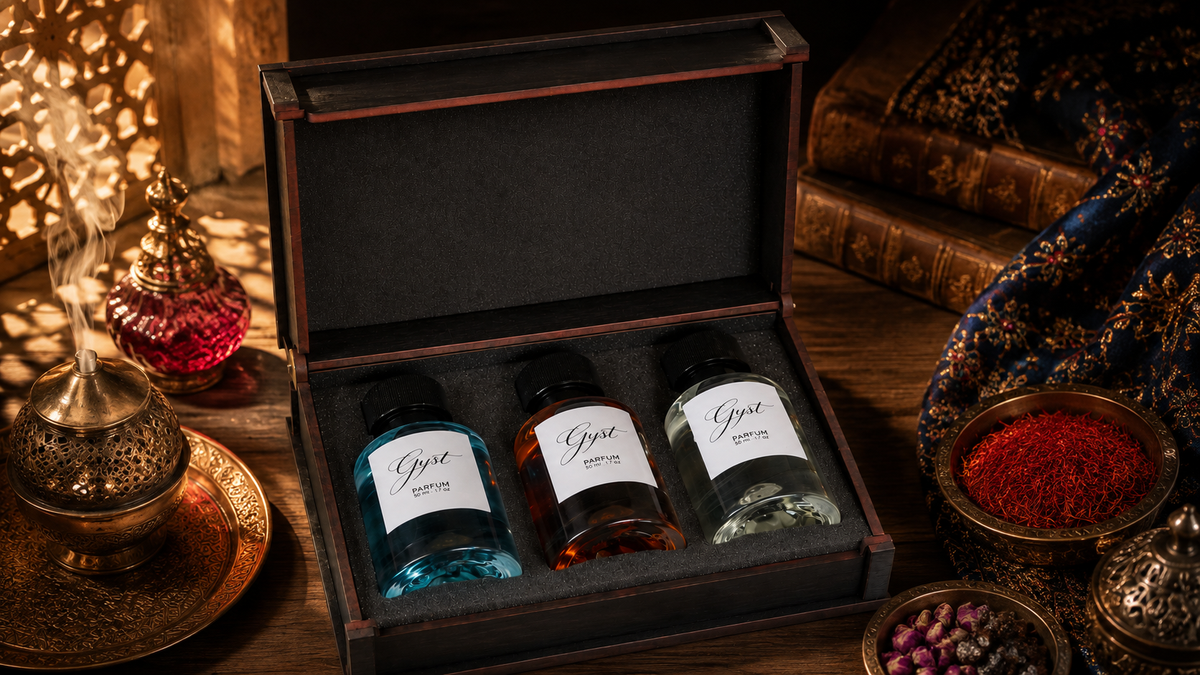 GYST perfume gift box with Coast, Oasis and Muse 30ml parfums