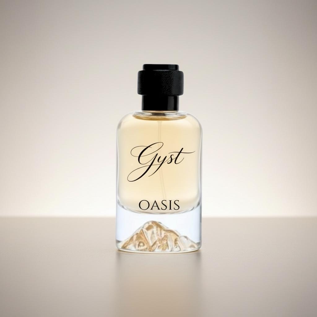 GYST Oasis perfume 50ml bottle on a neutral studio backdrop